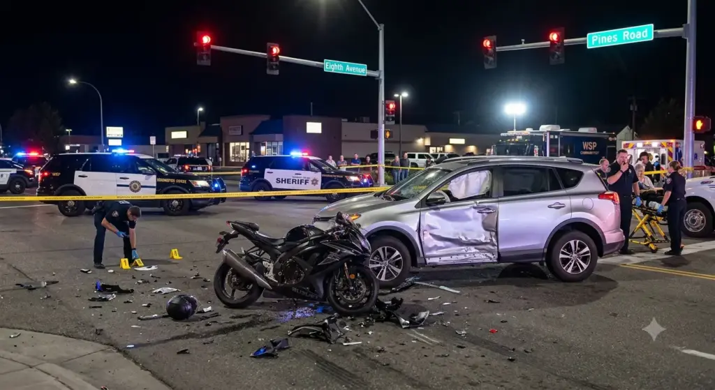 20-Year-Old Motorcyclist Killed in Spokane Valley Crash at Pines Road and Eighth Avenue
