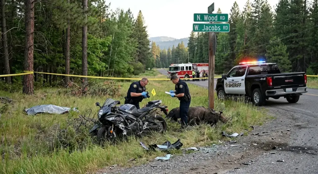 Deadly Motorcycle Crash at N. Wood Road and W. Jacobs Road in Spokane County