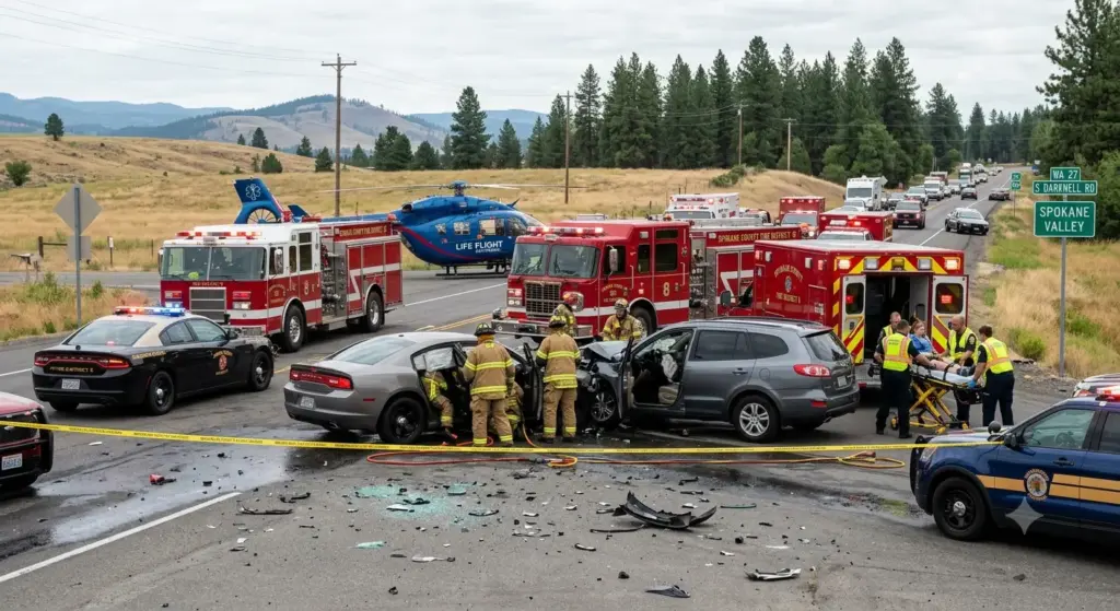 Major Spokane Valley Crash Sends Injured to Hospital, Three in Critical Condition