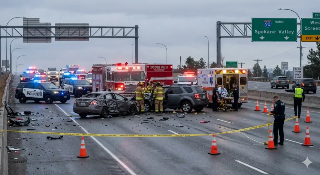 Multi-Vehicle Crash on I-90 in Spokane Valley Leaves Several Injured