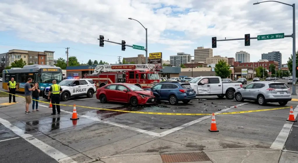 Multiple-Vehicle Crash Reported at North Division Street and MLK Jr. Way in Spokane