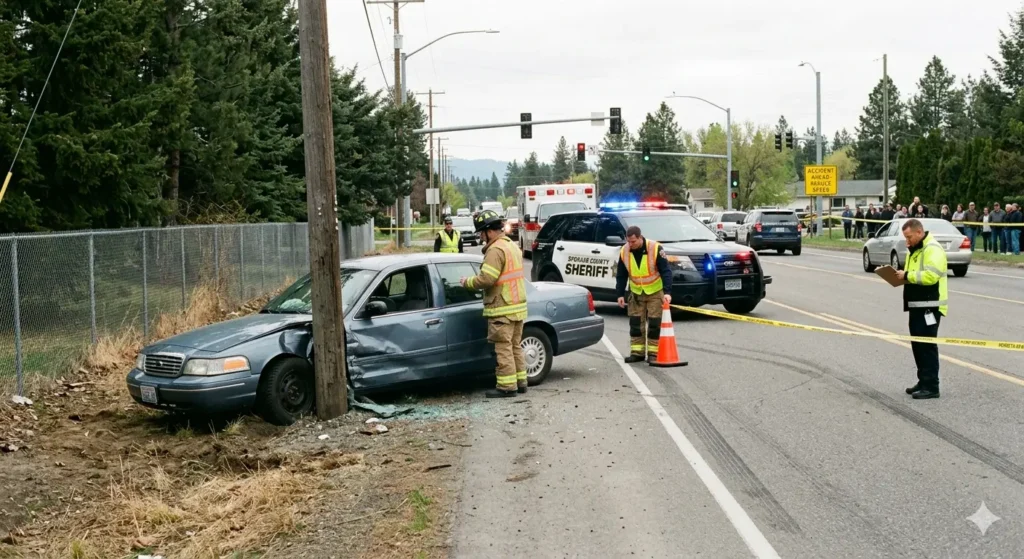 One Dead in Single-Vehicle Crash in Spokane Valley, Washington