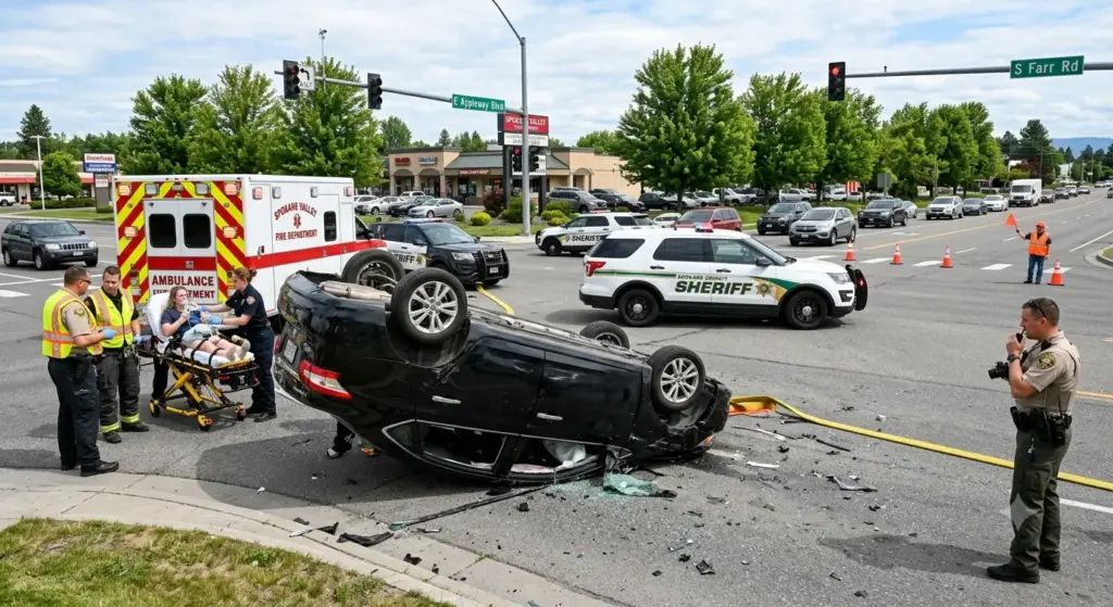Spokane Valley Rollover Crash Leaves Woman with Serious Injuries, Deputies Say