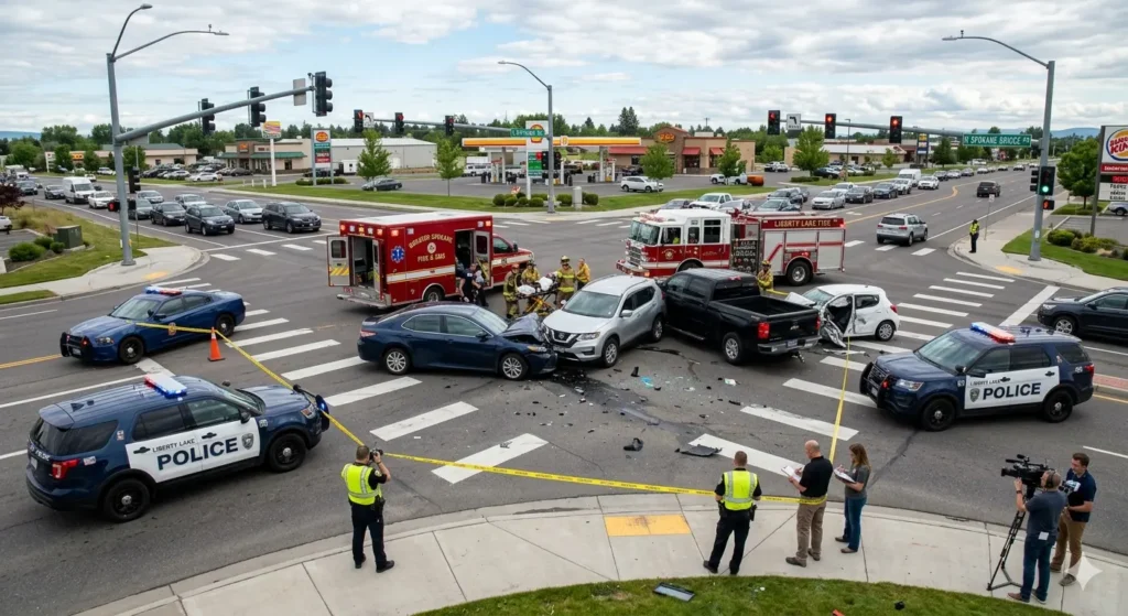 Vehicle Collision Reported at East Appleway Ave and N Spokane Bridge Rd in Liberty Lake