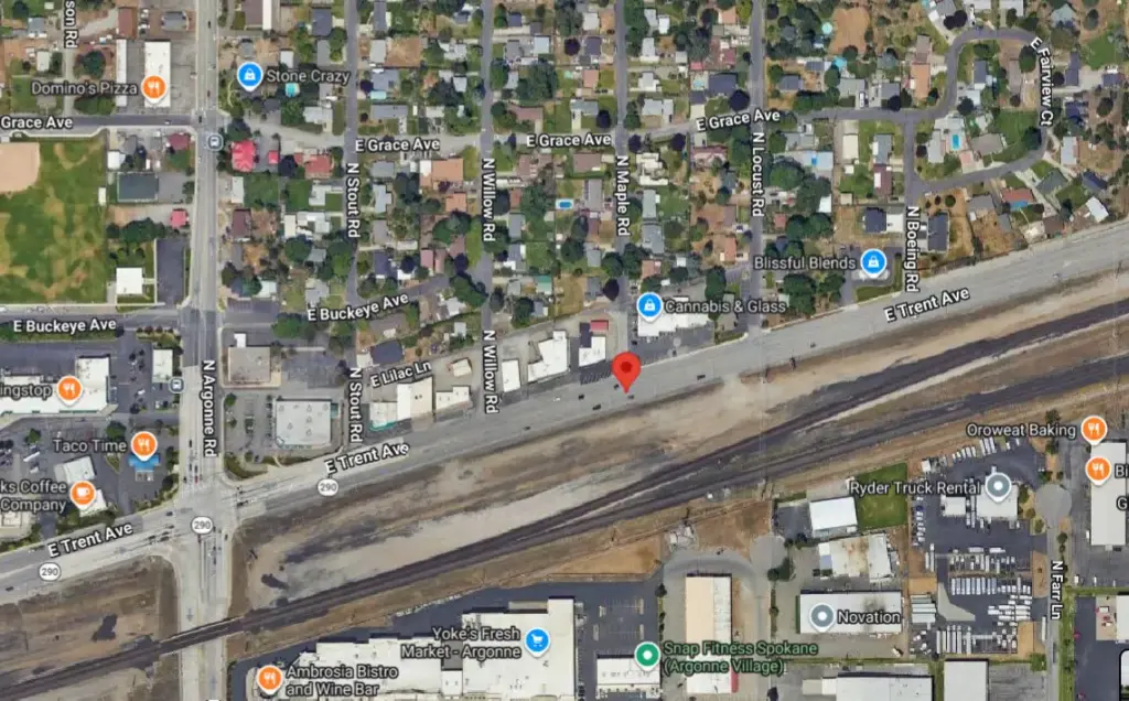 Vehicle Crashes Into Building Near Trent and Maple in Spokane Valley