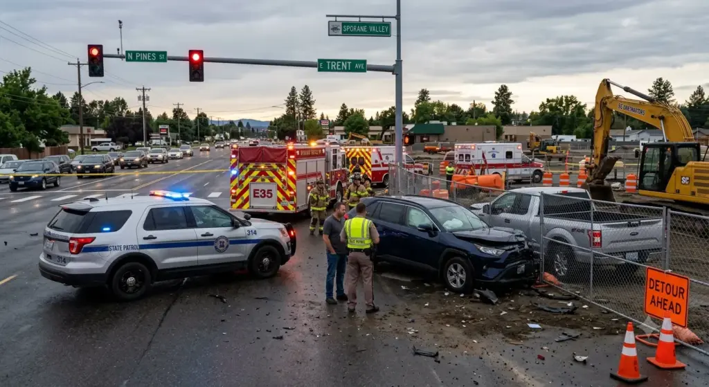 Washington State Patrol Investigates Serious Crash at Spokane Valley Construction Site